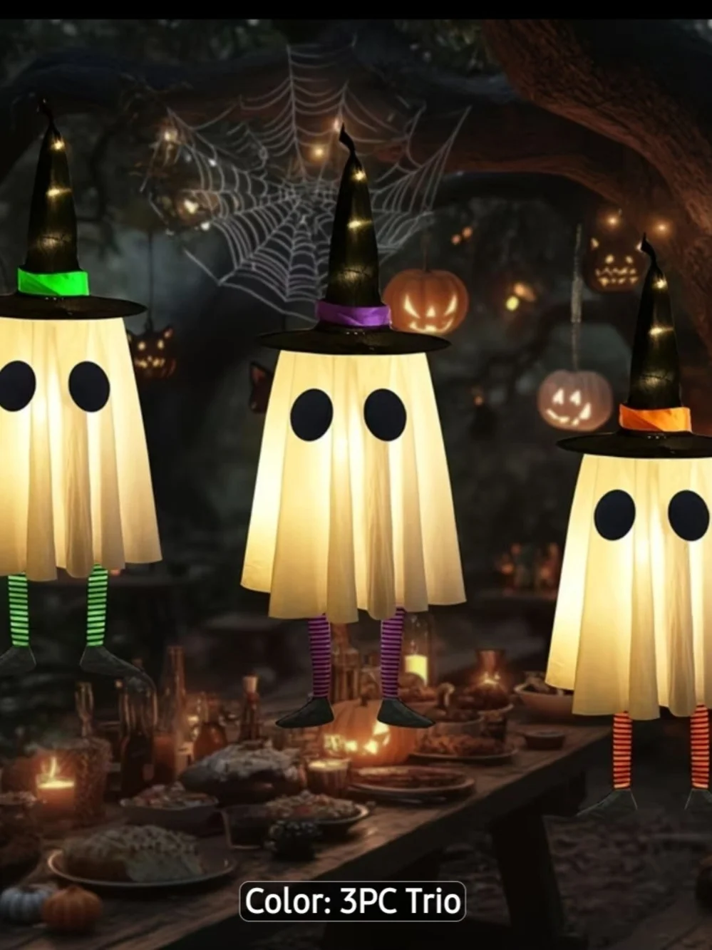 Hanging Witch Ghost Light Decoration - White
